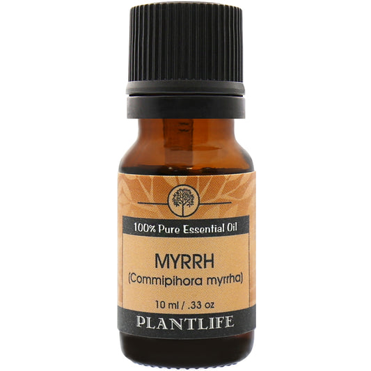 Plantlife Myrrh Essential Oil bottle with rich, resinous aroma