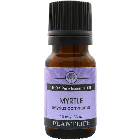 Plantlife Myrtle Essential Oil bottle with fresh, camphoraceous scent