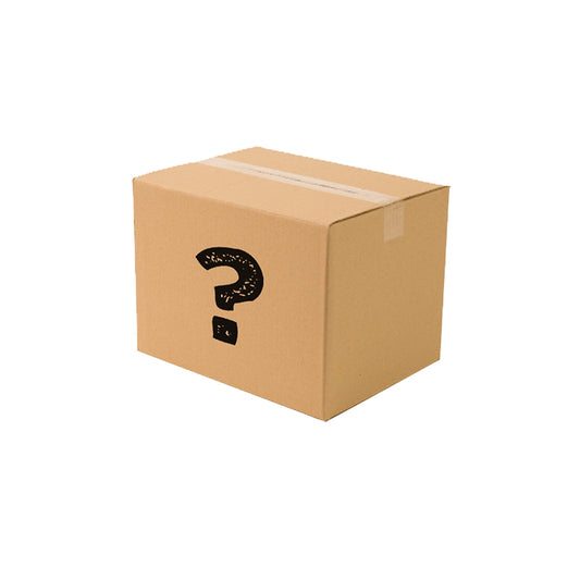 Brown mystery box with a large black question mark on the front, representing a surprise Plantlife gift set.