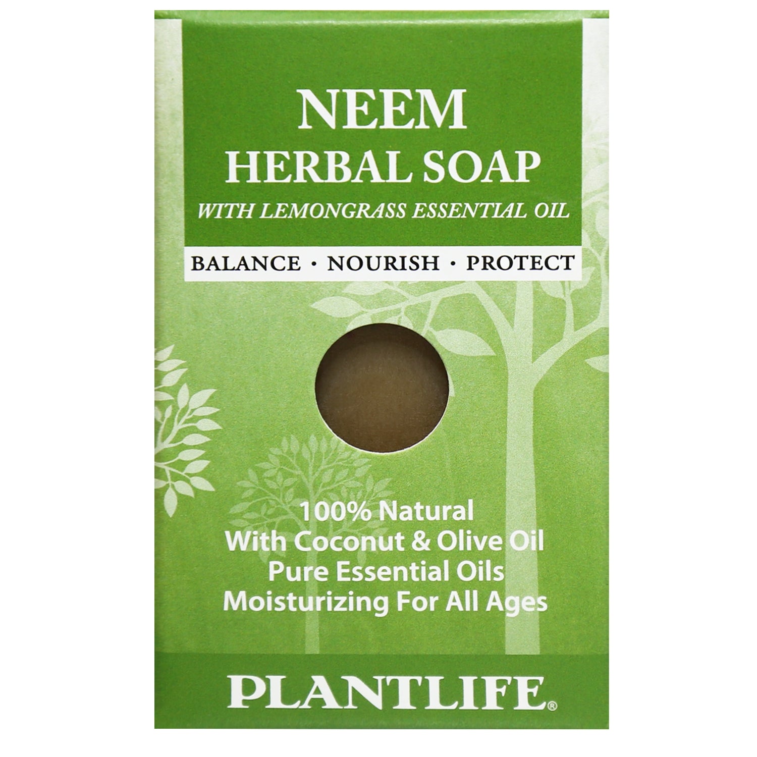 Plantlife Neem Herbal Soap Bar formulated with neem oil and essential oils to gently cleanse and balance skin naturally