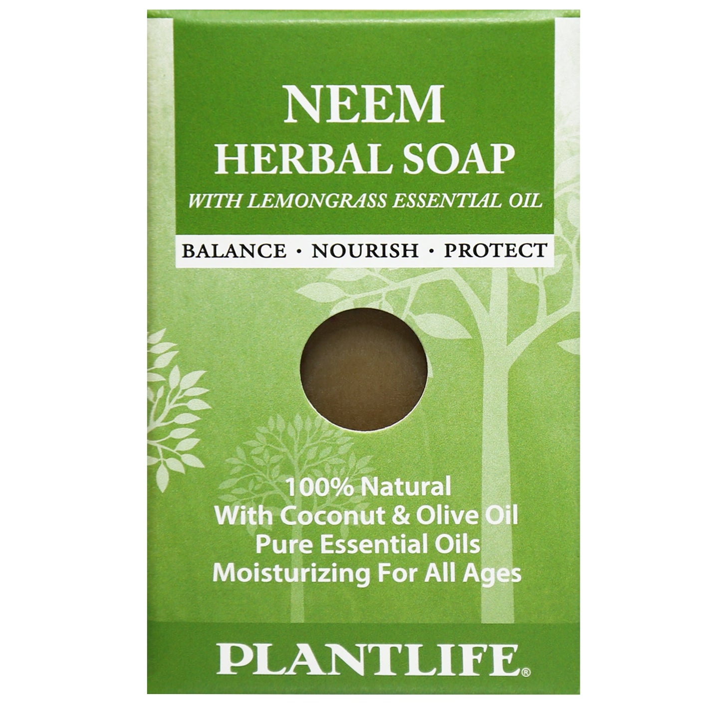 Plantlife Neem Herbal Soap Bar formulated with neem oil and essential oils to gently cleanse and balance skin naturally