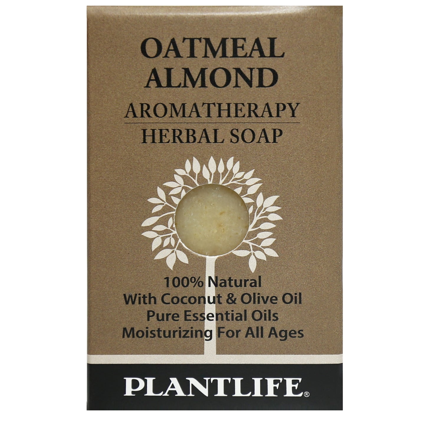 Plantlife Oatmeal Almond Aromatherapy Herbal Soap Bar with exfoliating oatmeal and sweet almond oil to soothe dry skin
