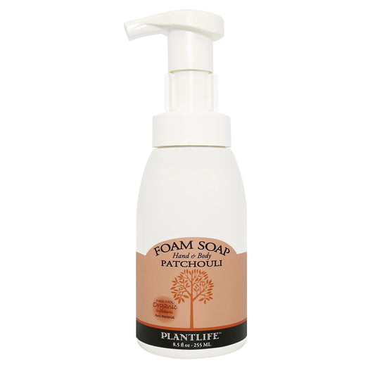 Patchouli Foam Soap front label – Earthy patchouli soap with natural lather