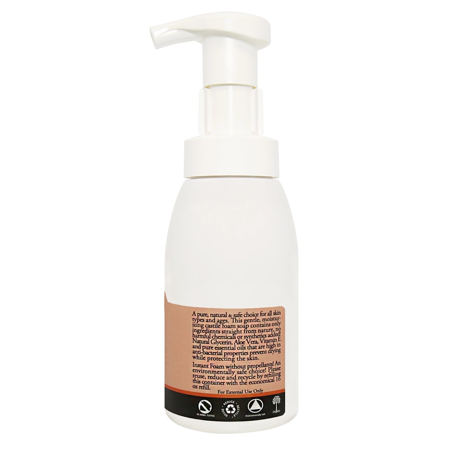 Patchouli Foam Soap second side of back label with aromatic description