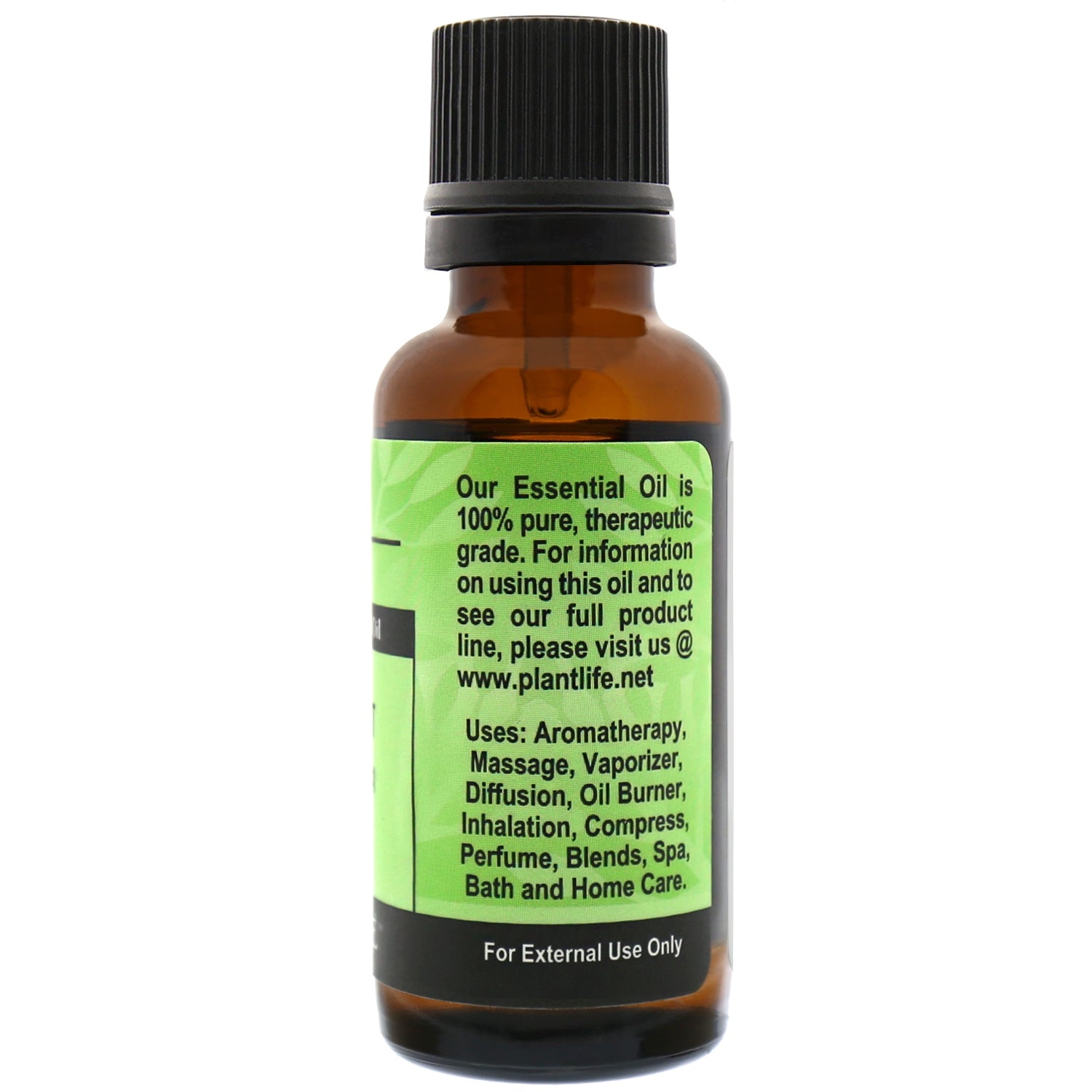 Plantlife Peppermint Essential Oil back label with cooling mint info