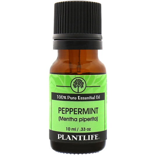 Plantlife Peppermint Essential Oil bottle with sharp, minty scent