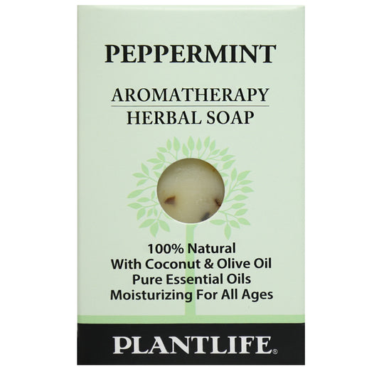 Plantlife Peppermint Aromatherapy Herbal Soap Bar with invigorating peppermint oil and a cool, tingling cleansing effect
