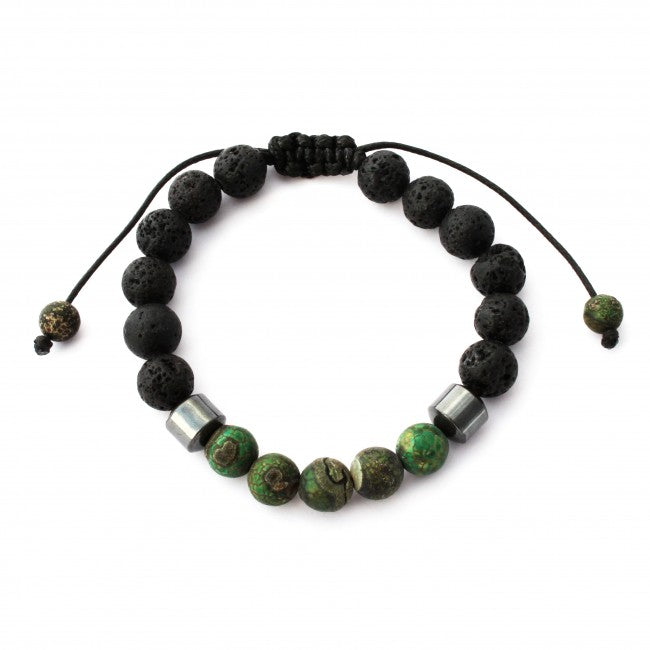 Dark Green Cracked Agate Adjustable Aromatherapy Bracelet Plantlife