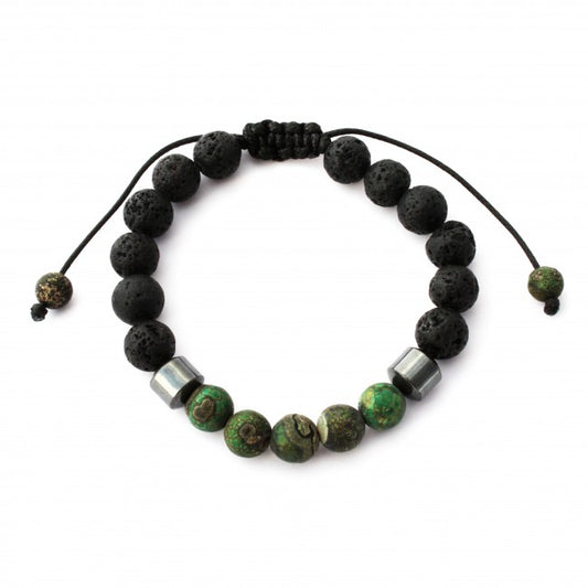 Dark Green Cracked Agate Adjustable Aromatherapy Bracelet by Plantlife - natural aromatherapy stone bracelet