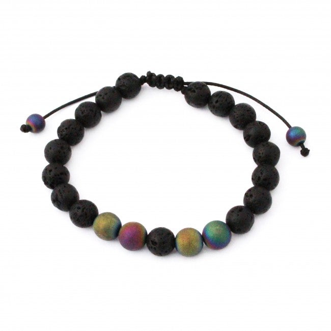 Rainbow Aura Quartz Adjustable Aromatherapy Bracelet Plantlife
