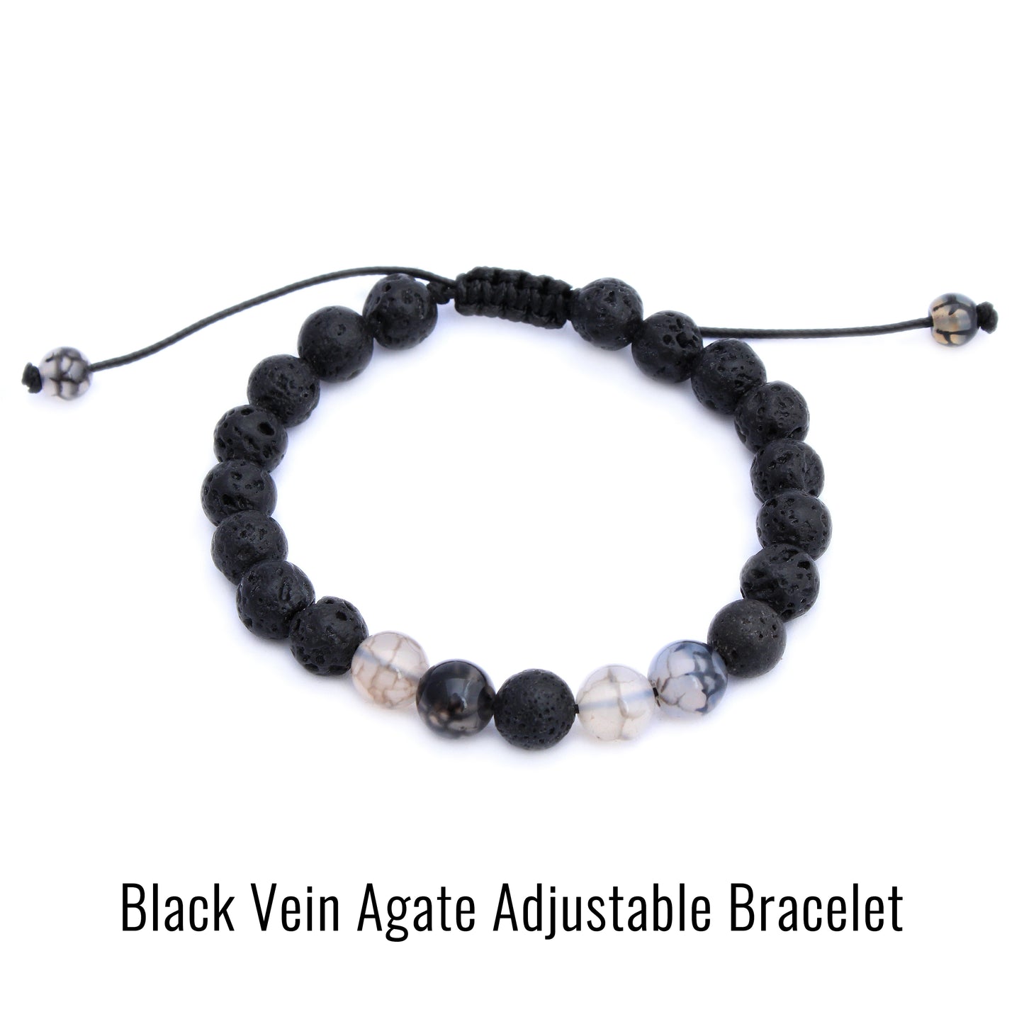Plantlife black vein agate adjustable aromatherapy bracelet for emotional support