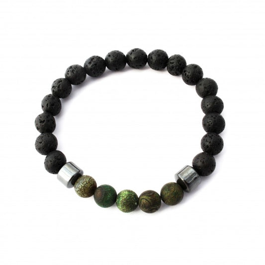 Dark Green Cracked Agate Aromatherapy Bracelet by Plantlife - natural aromatherapy stone bracelet