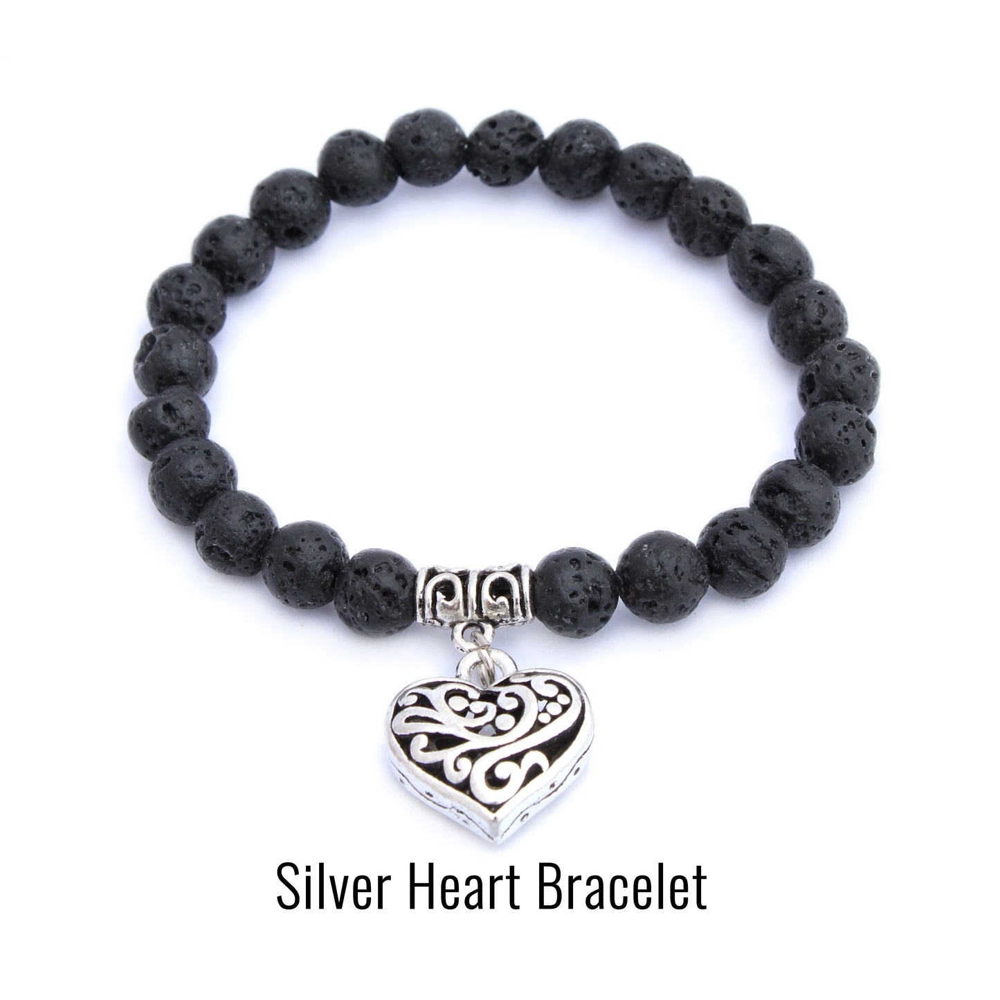 Plantlife silver heart aromatherapy bracelet symbolizing love and compassion