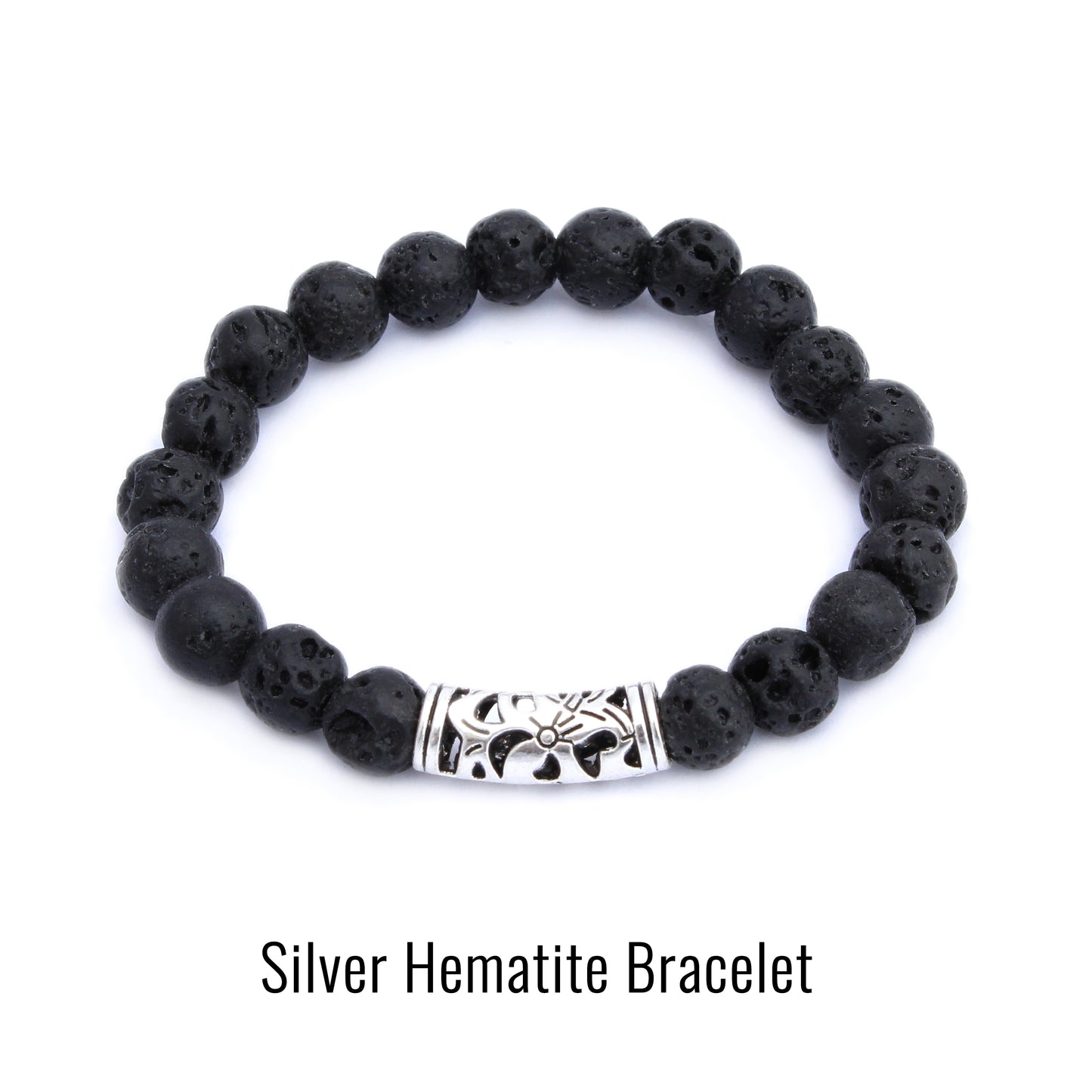 Plantlife silver hematite aromatherapy bracelet for grounding and balance