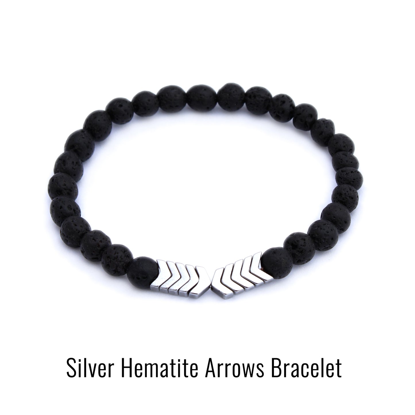 Plantlife silver hematite arrows aromatherapy bracelet for direction and strength