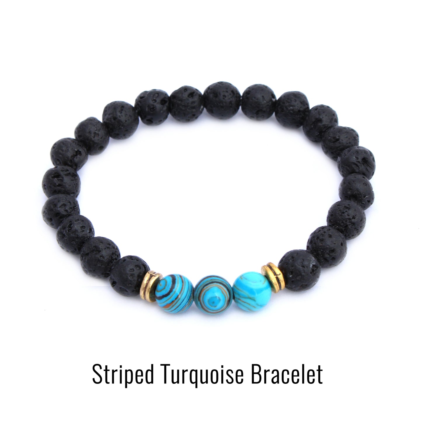 Plantlife striped turquoise aromatherapy bracelet with vibrant healing energy