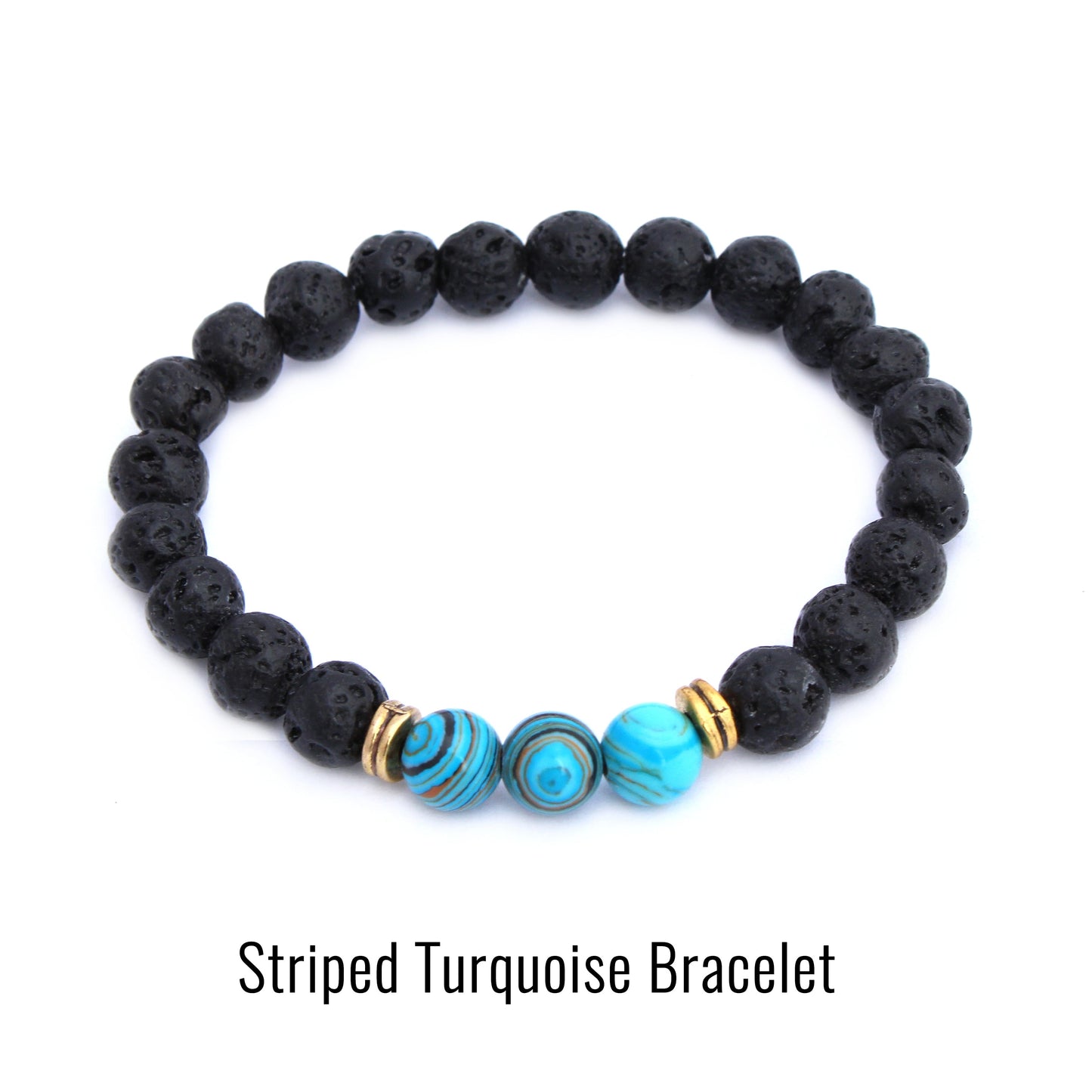 Plantlife striped turquoise aromatherapy bracelet to encourage peace and communication