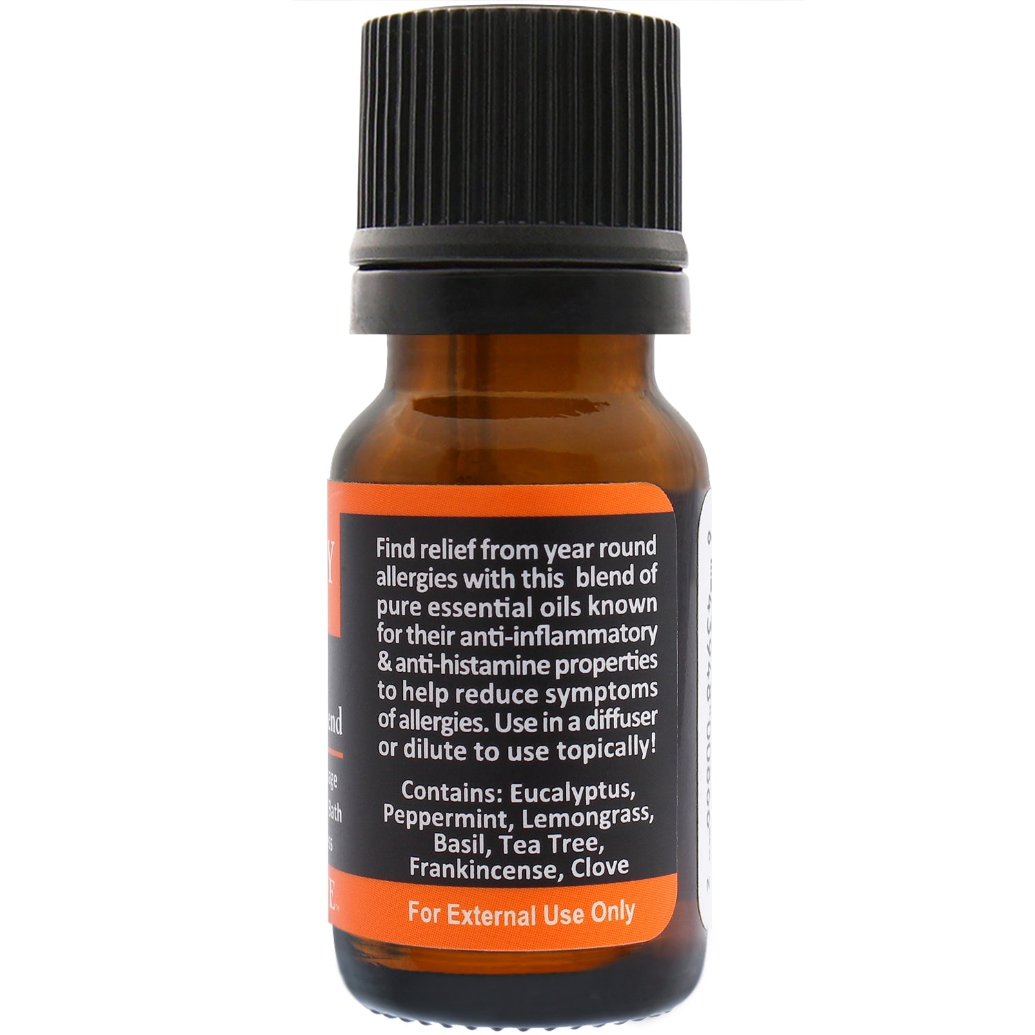 Allergy Essential Oil Blend Back Label – Sinus Support and Directions