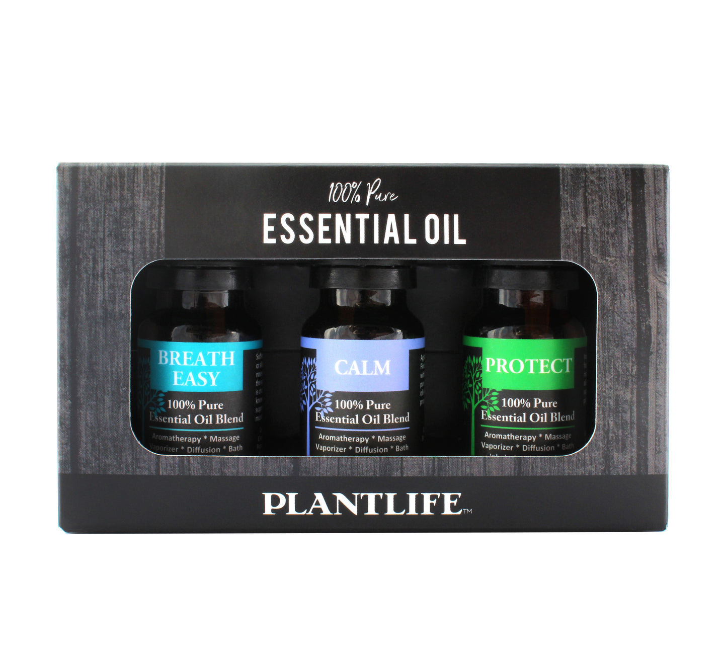Plantlife Top Blends 3-Pack Essential Oil Set in premium kraft box