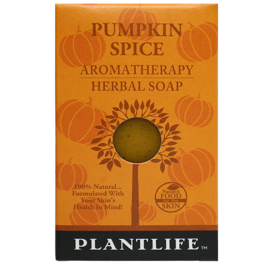 Plantlife Pumpkin Spice Herbal Soap Bar with seasonal essential oils and a warm, spicy aroma perfect for autumn