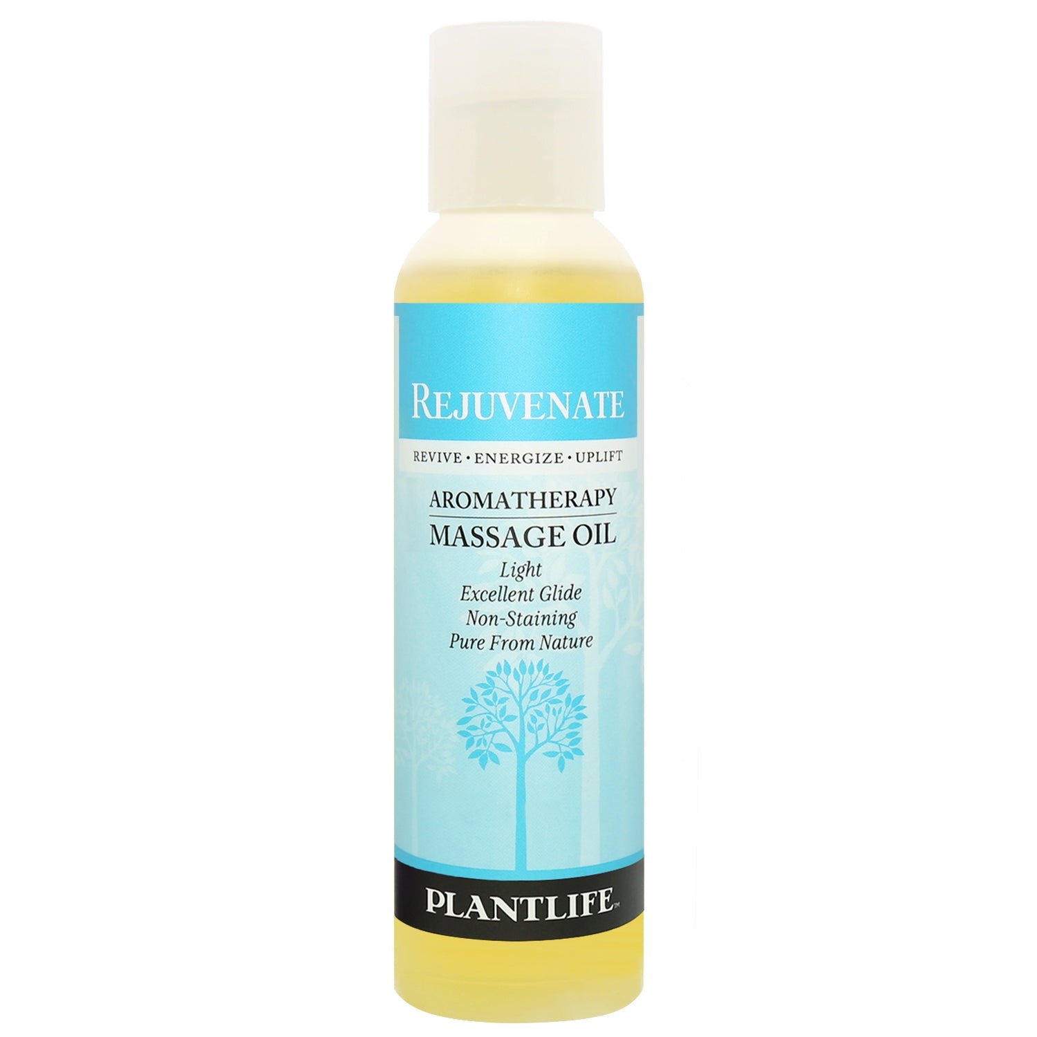 Rejuvenate massage oil by Plantlife – uplifting, plant-based blend to refresh and energize the body.