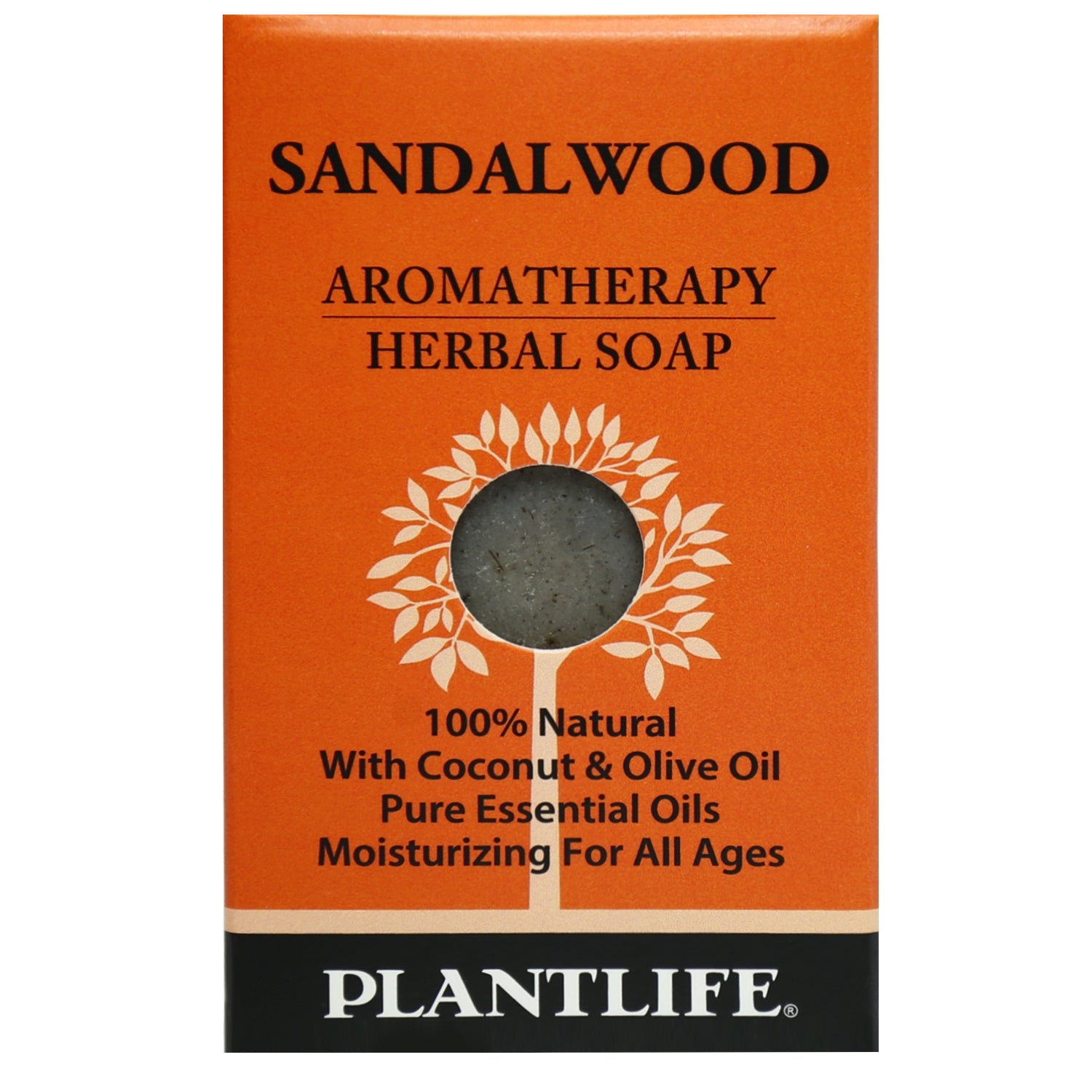 Plantlife Sandalwood Aromatherapy Herbal Soap Bar with grounding sandalwood oil and a rich, earthy fragrance