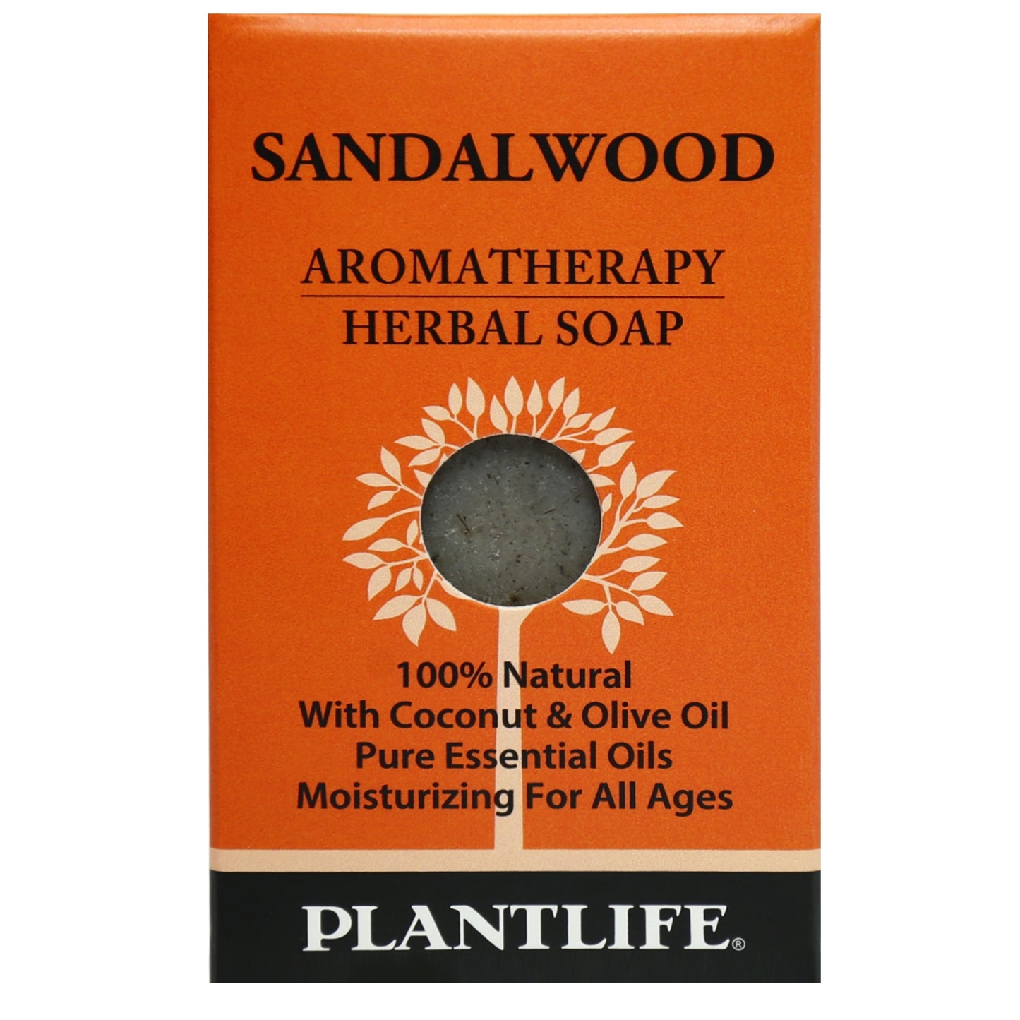 Plantlife Sandalwood Aromatherapy Herbal Soap Bar with grounding sandalwood oil and a rich, earthy fragrance