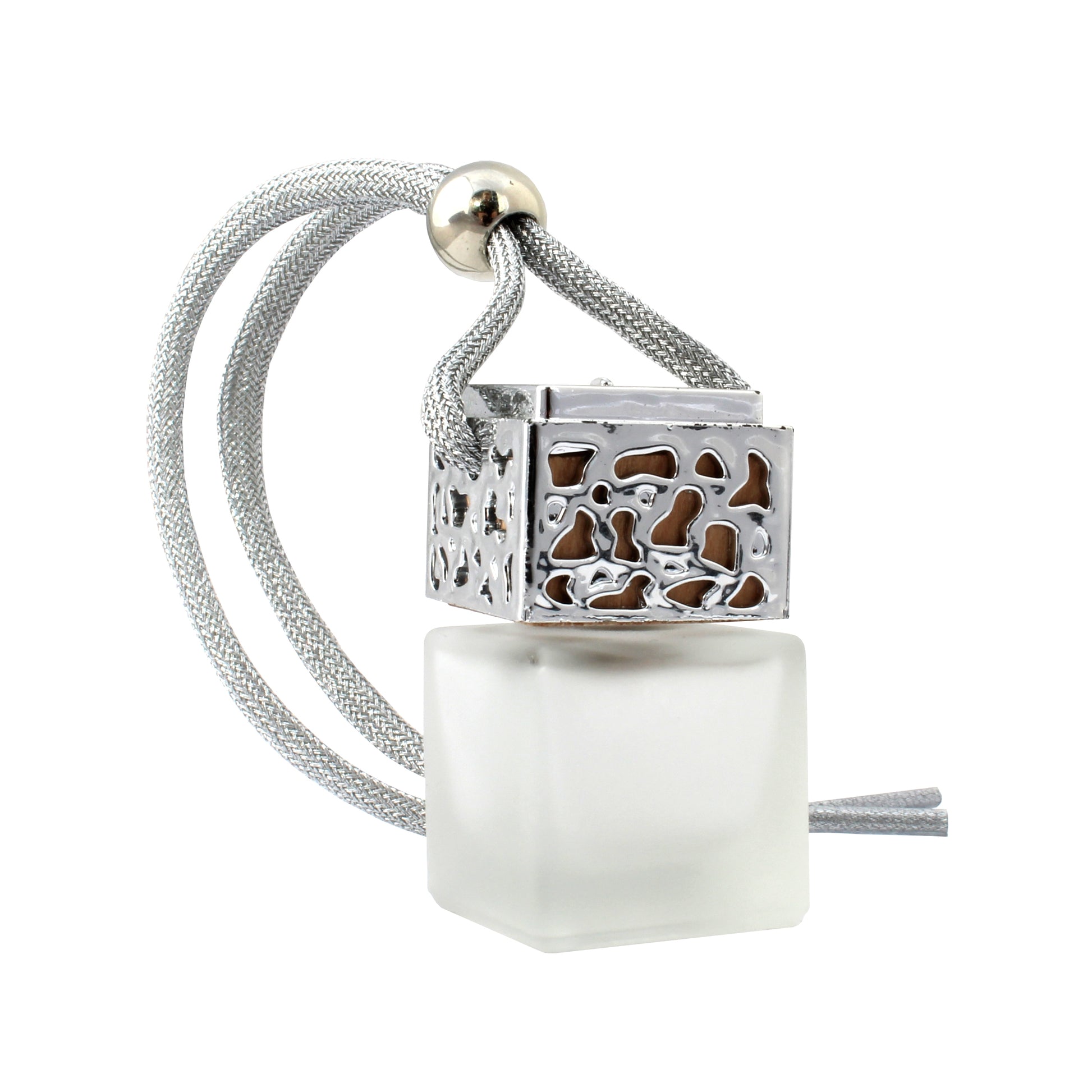 Plantlife Silver Passive Diffuser – decorative essential oil air freshener for car, closet, or small space with frosted glass bottle.