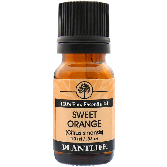 Plantlife Sweet Orange Essential Oil bottle with bright, citrusy scent