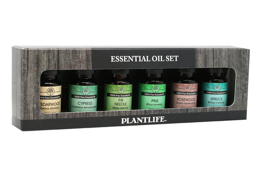 Plantlife Tree Essential Oil Set with grounding woodsy blends
