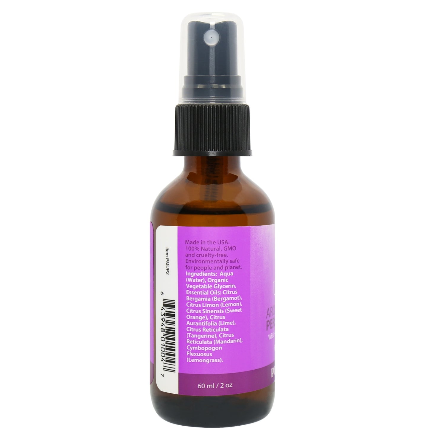 Uplift Essential Oil Mist back label with aromatherapy benefits and ingredients