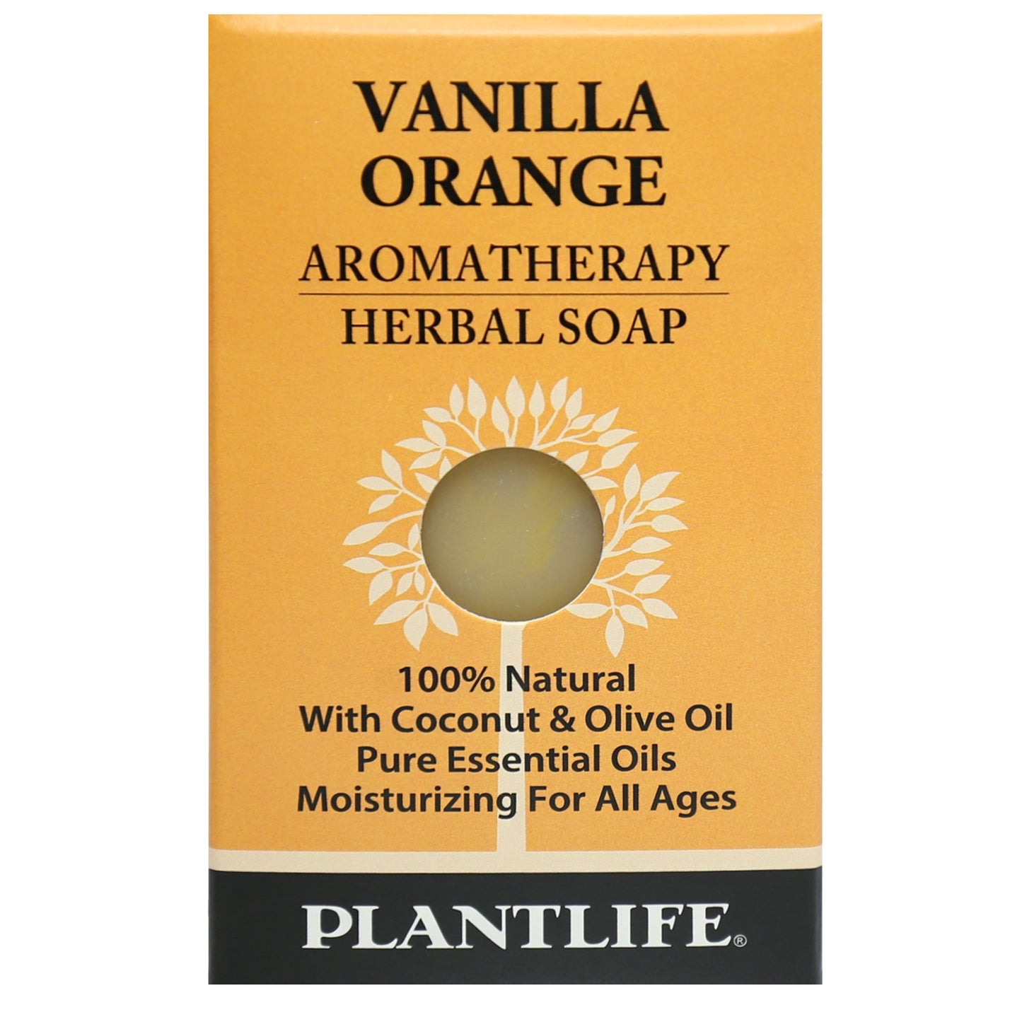 Plantlife Vanilla Orange Aromatherapy Herbal Soap Bar with uplifting citrus and warm vanilla essential oils
