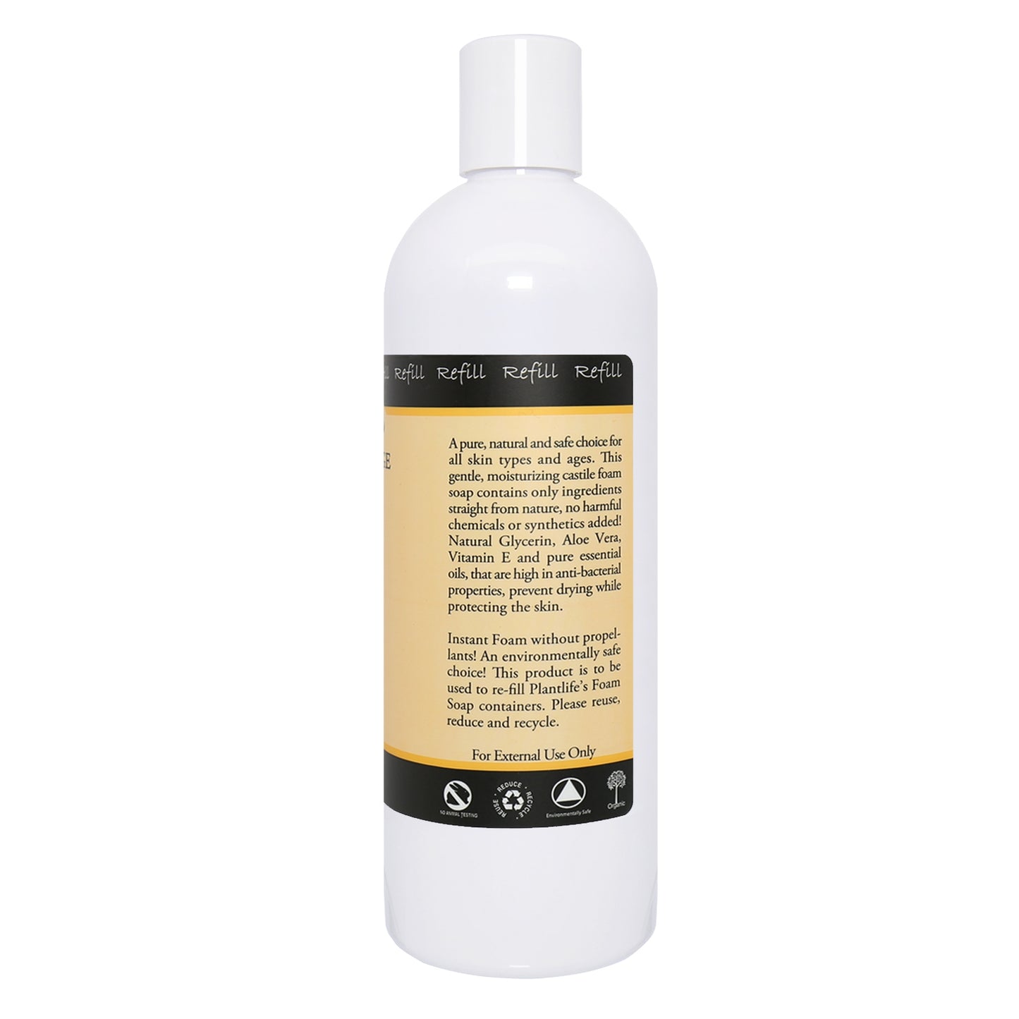 Vanilla Orange Foam Soap right side back label with aromatherapy notes