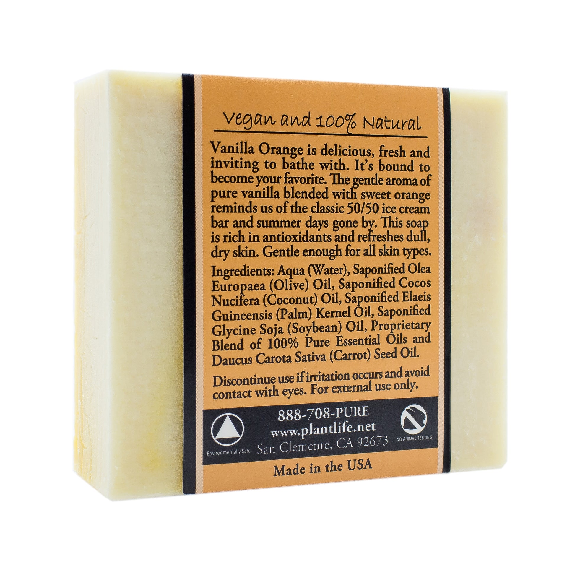 Vanilla Orange Plant Based Bar Soap