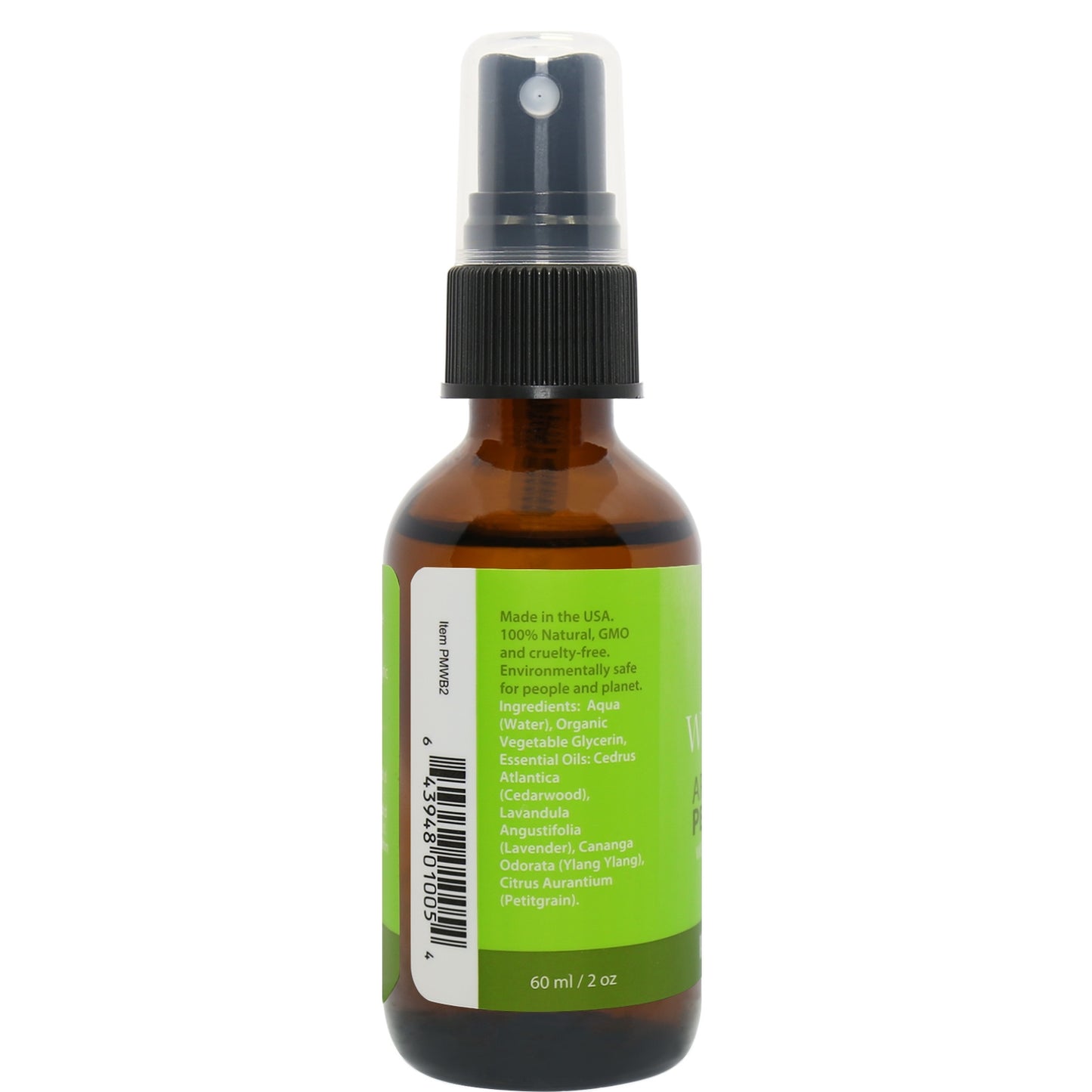 Well Being Essential Oil Mist back label showing blend info and suggested use