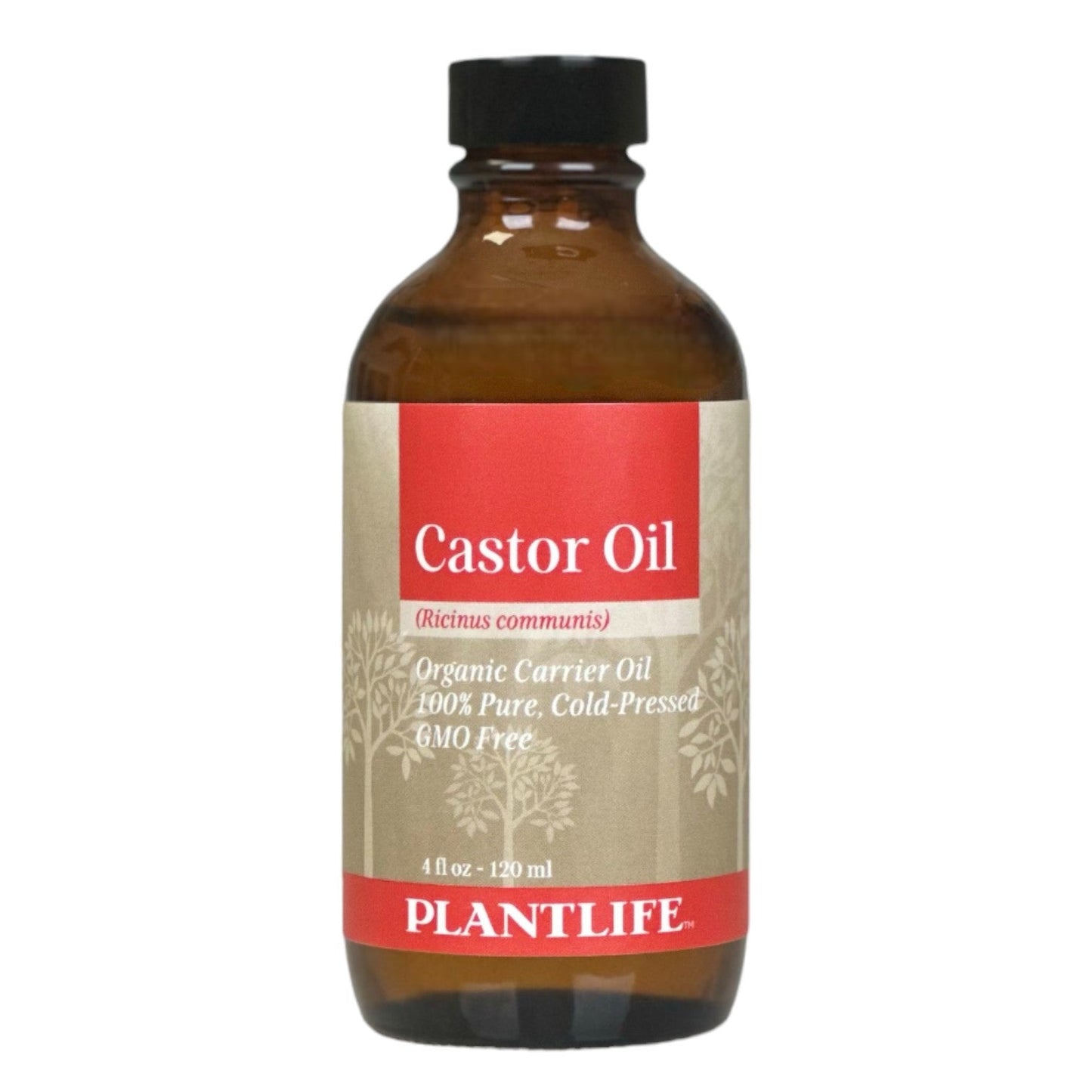 Amber glass bottle of 100% pure Castor Oil by Plantlife