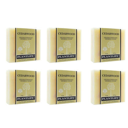 Plantlife Cedarwood Aromatherapy Herbal Soap bar, 4 oz (113 g), labeled as 100% pure and natural, with tree logo and beige label design.