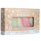 Plantlife Suds of the Season apothecary bar soap in a kraft paper box with a clear window showing three bar soaps: spearmint, candy cane, and cocoa mint.