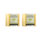 Two bars of Plantlife Lemon Verbena Loofah Love Exfoliating Bar Soap on a white background