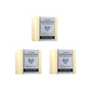 Three bars of Plantlife Lavender Loofah Love soap on a white background