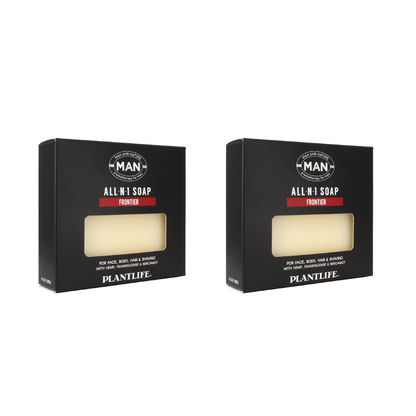 Two boxes of Plantlife All-in-One Soap on a white background