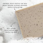Close-up of a beige Plantlife soap bar with visible exfoliating particles resting in bubbly water. Text on the image highlights “Oatmeal helps soothe the skin while ground almond provides gentle exfoliation” and “Rich lather, moisturizing and gentle on skin.”