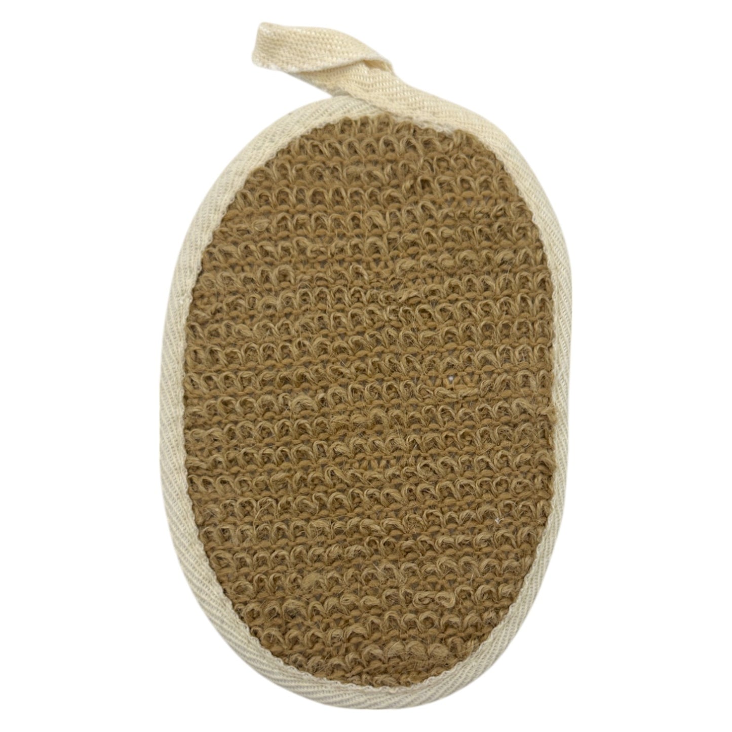 Brown scrubber with a textured surface on a white background