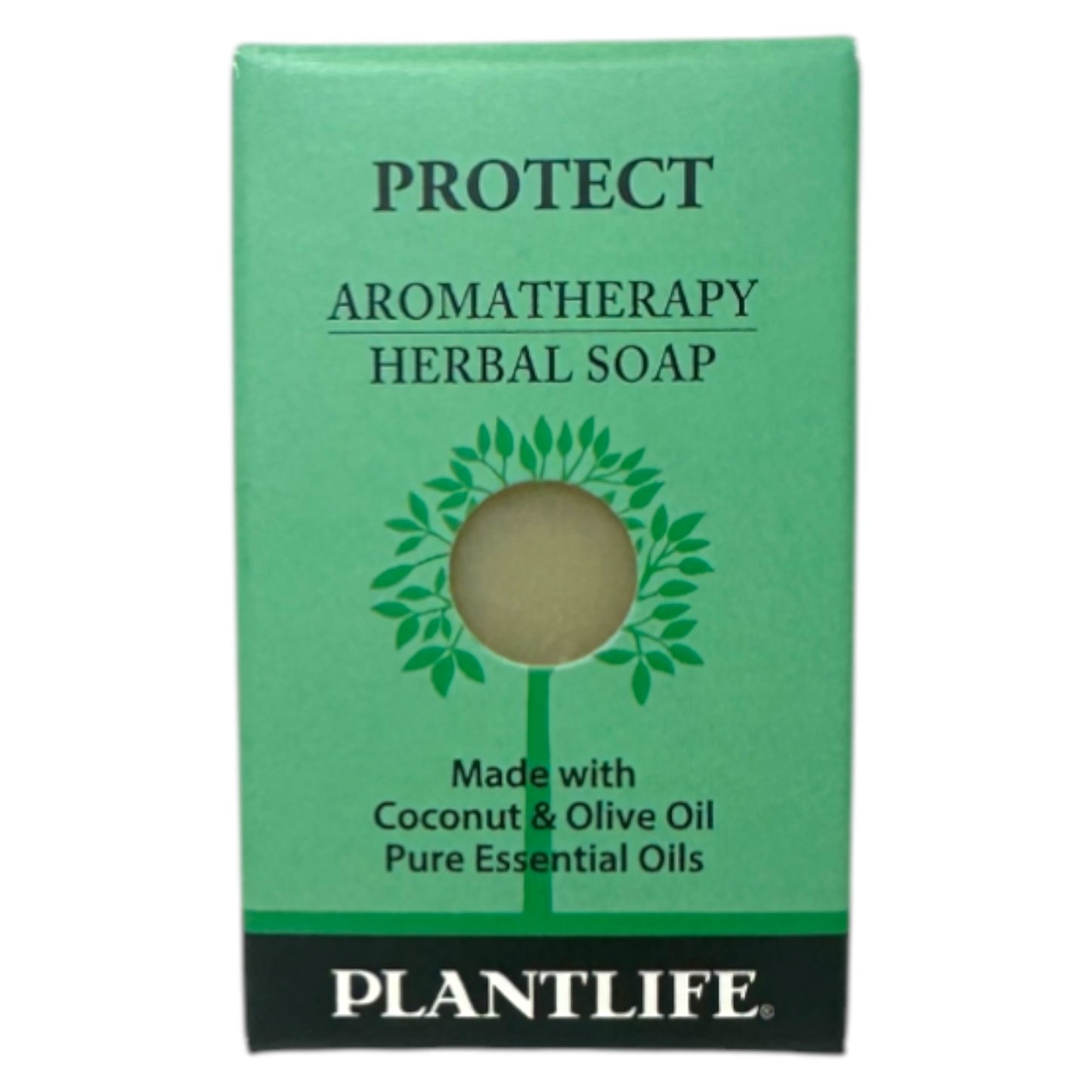 Green packaging of Aromatherapy Herbal Soap by Plantlife on a white background