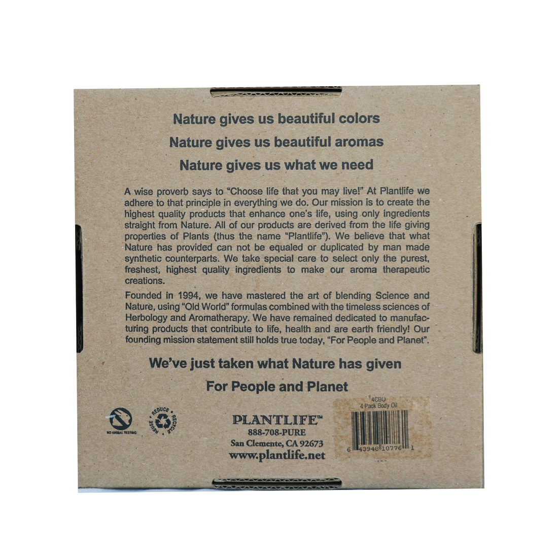 Body Oil 4 Pack 100 Pure and Natural Plantlife