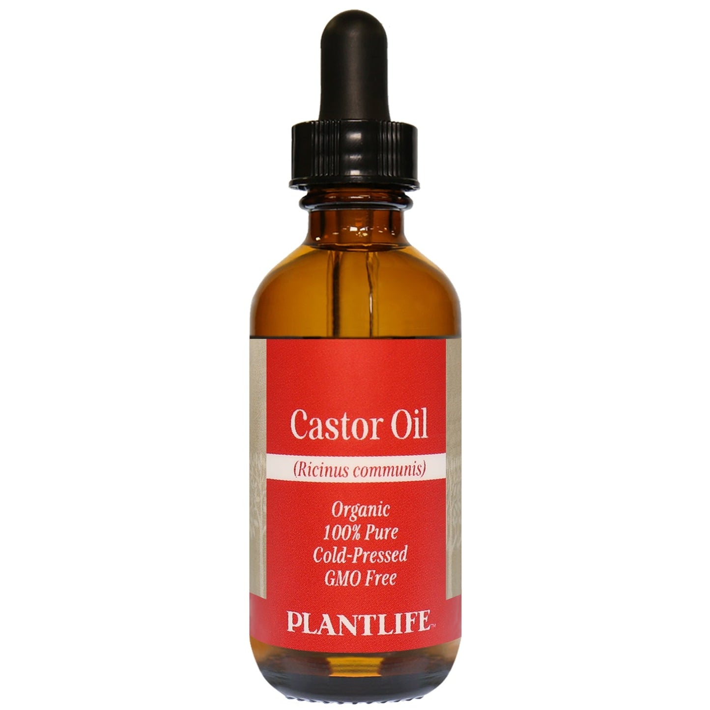 Amber glass bottle of 100% pure Castor Oil by Plantlife