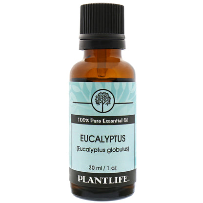 Plantlife Eucalyptus Essential Oil front bottle image with label detail  