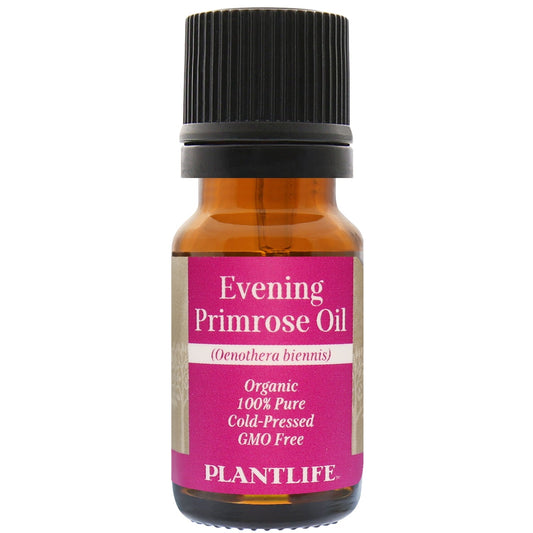 Amber glass bottle of 100% pure Evening Primrose Oil by Plantlife