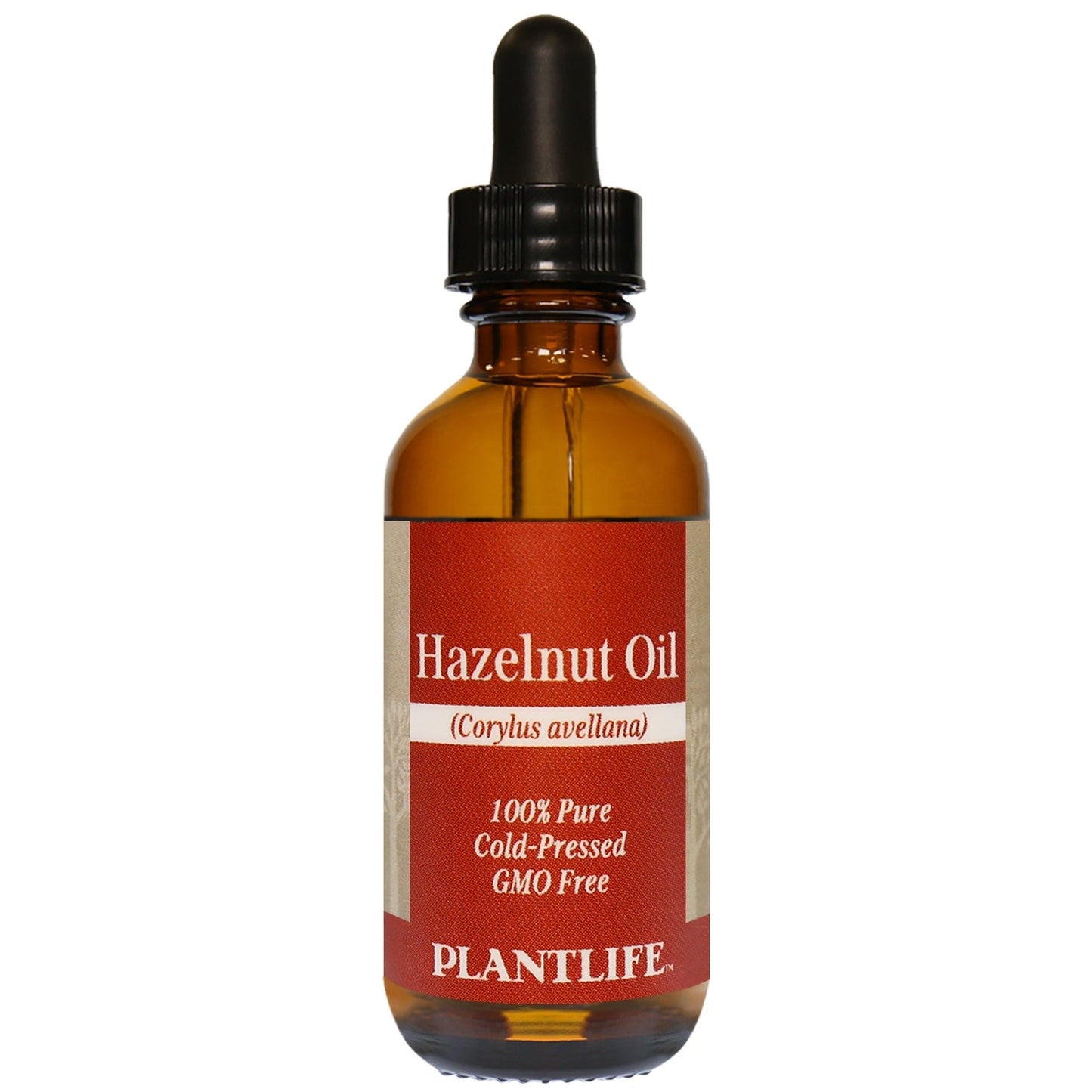 Amber glass bottle of 100% pure Hazelnut Oil by Plantlife