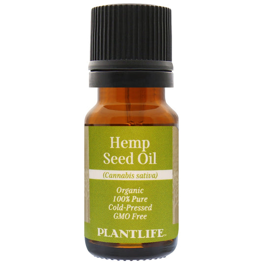 Amber glass bottle of 100% pure Hemp Seed Oil by Plantlife